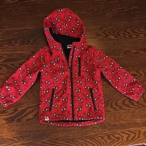 George Red Spider Pattern Kids Fleece- Lined Hooded Jacket, Sz 5-6